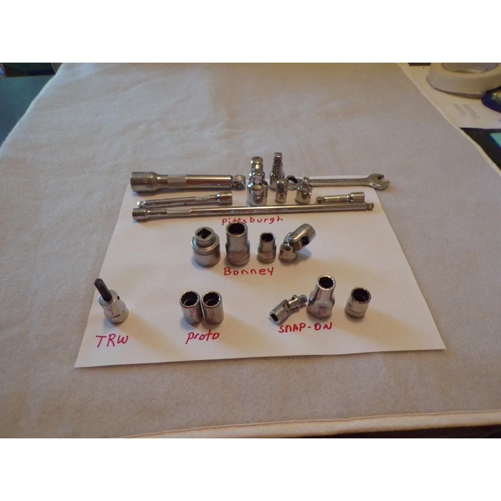 Lot (20) ASSORTED SOCKETS,EXTENION,SWIVELS- PITTSBURGH,SNAP-ON,TRW,PROTO,BONNEY